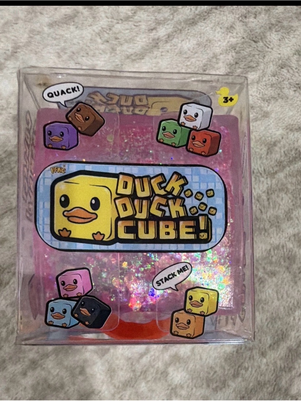 PPNC Duck Duck Cube! Pink Glitter Squeeze/Stack Toy - Picture 2 of 4